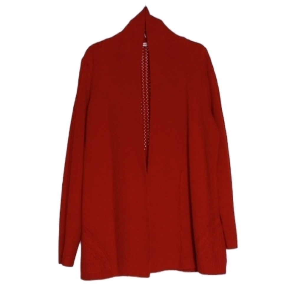 Notations Womens Cardigan Sz L Red Knit Cozy Fall Warm Comfy Winter Holiday
